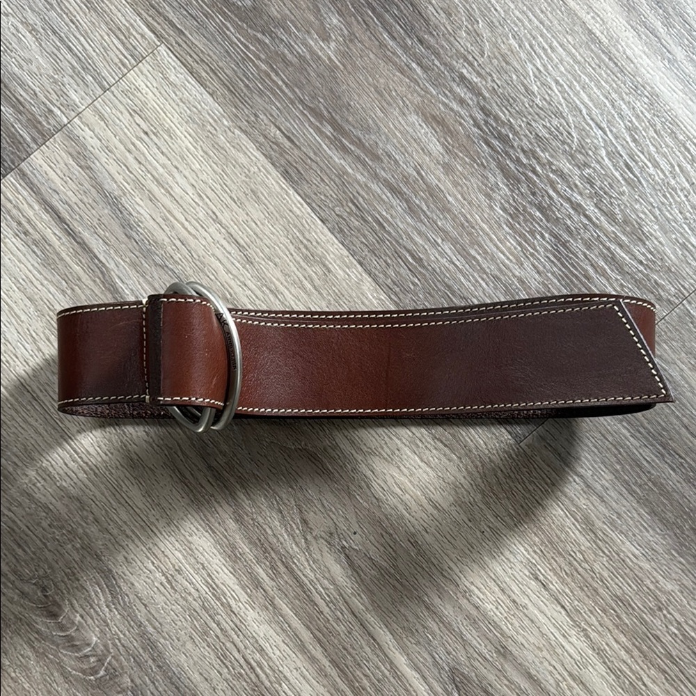 Anne Klein Brown Leather Belt with D-Ring Buckle M/L